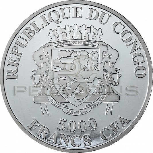 Congo 2013 5000 Francs CFA African Lion 4oz