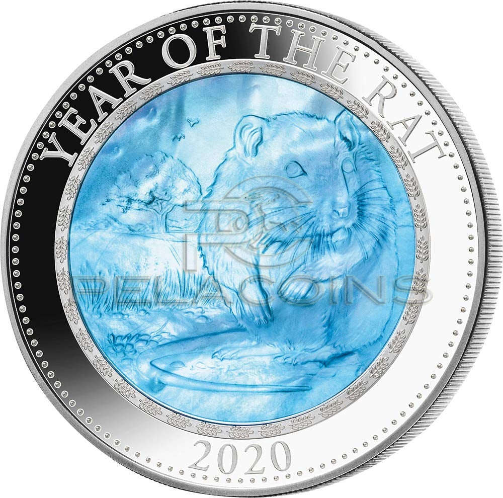 Cook Islands 2020 25$ Mother of Pearl - RAT Lunar Year 5oz