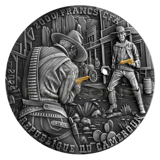 Cameroon 2024 2000 Francs Wild West - Cowboy Duel 2oz
