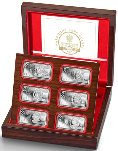 Polskie banknoty obiegowe, zestaw srebrnych monet - 2022
