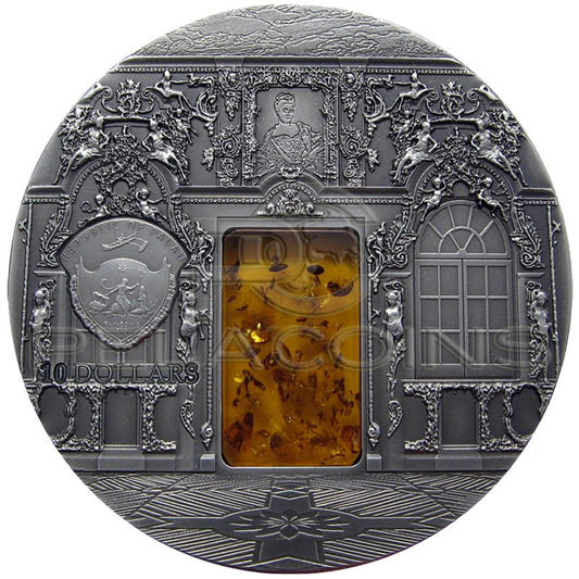 Palau 2009 10$ Mineral Art - Amber Chamber - Komnata Bursztynowa