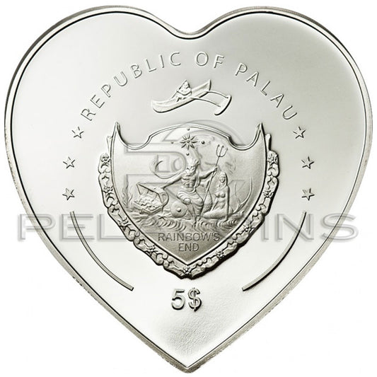 Palau 2009 5$ Everything for You Serce Moneta z czerwona Perla