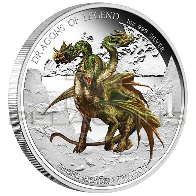 Tuvalu 2012 1$ Dragons of Legend 4 - Three Headed Dragon