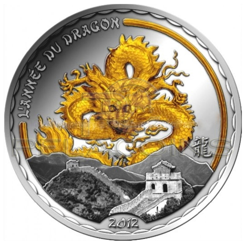 Benin 2012 1000 Francs Year of the Dragon gilded Gold