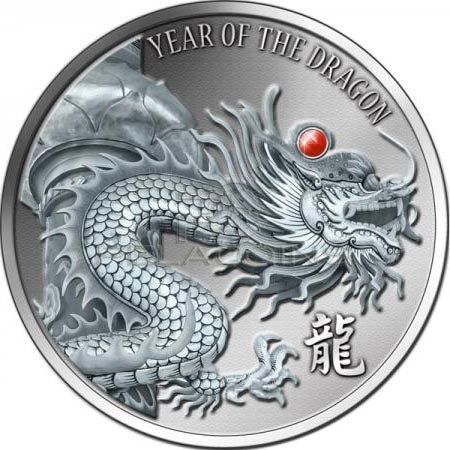 Fiji 2012 20$ Year of the Dragon - Red Fire Rubin 2oz
