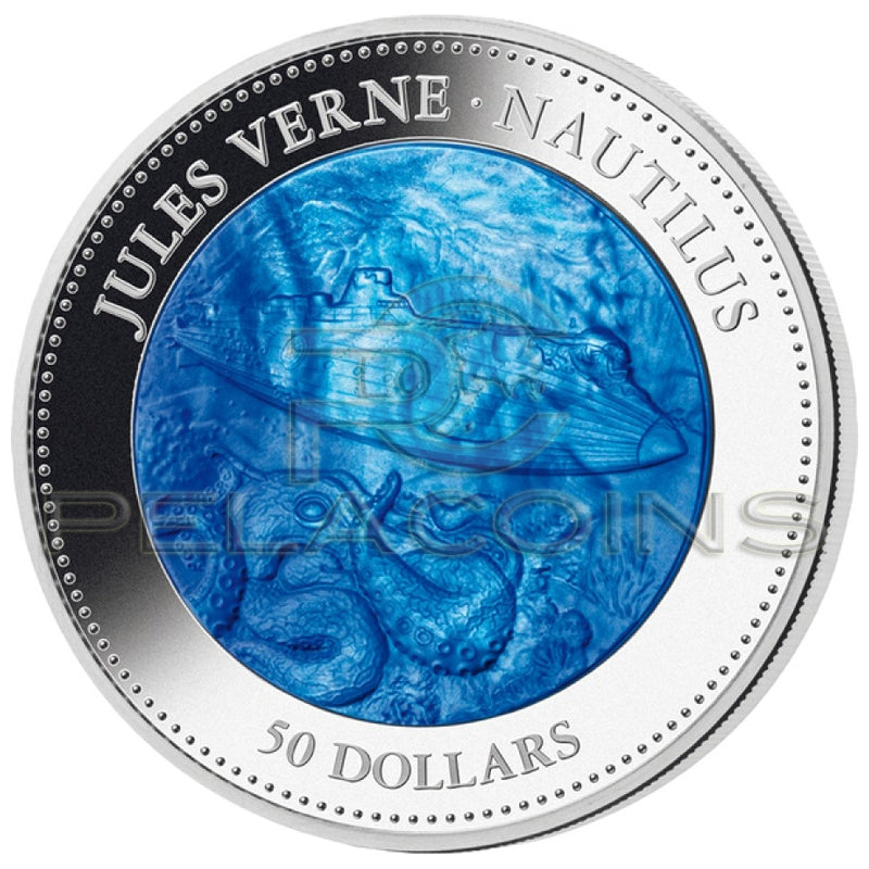 Cook Islands 2014 50$ Mother of Pearl - NAUTILUS Verne Captain Nemo 5oz