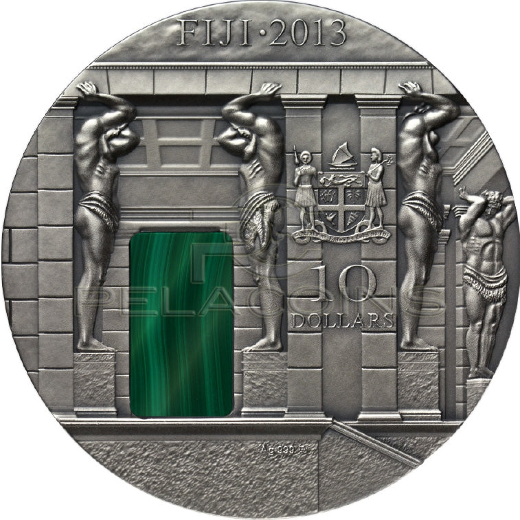 Fiji 2013 10$ Masterpieces of Stone - Malachite Room 3oz