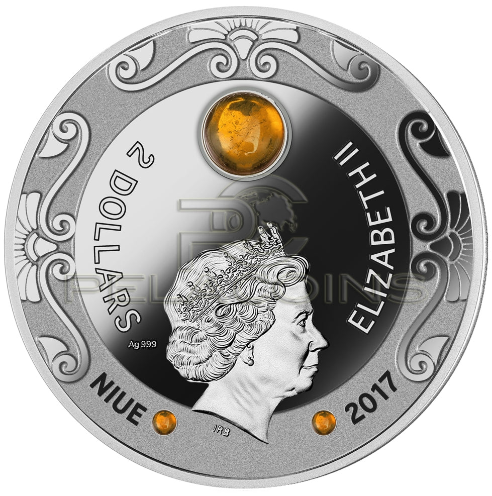Niue 2017 2$ Falcon of Tutankhamun Amber Horus 2oz