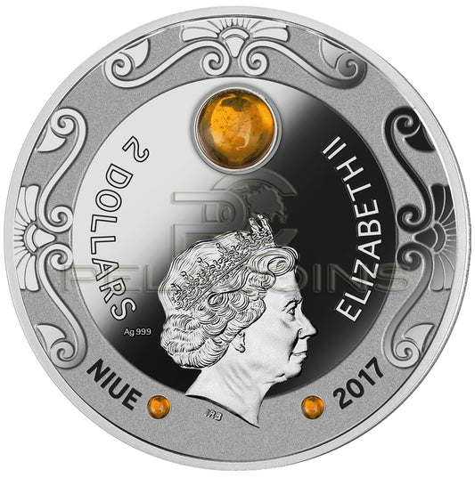 Niue 2017 2$ Falcon of Tutankhamun Amber Horus 2oz