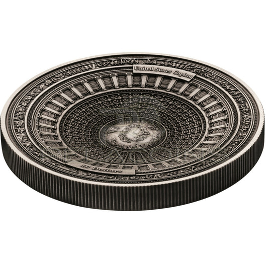 Samoa 2017 10$ US CAPITOL WASHINGTON series 4 LAYER MINTING 100 g Ultra High Relief Concave shape