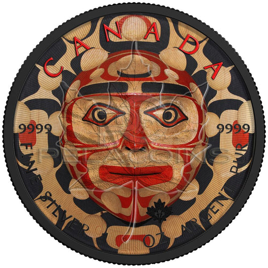 Canada 2017 5$ Maple Leaf - Native Art Moon Ruthenium plated 1oz