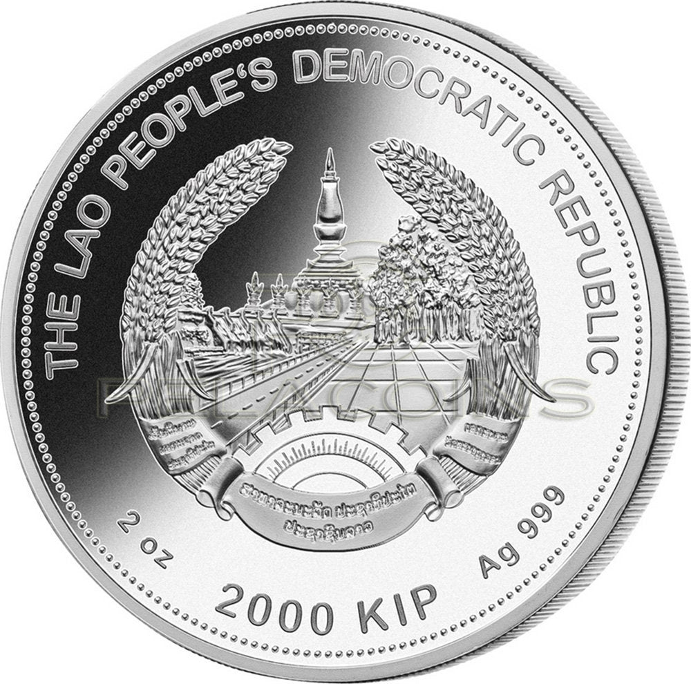 Laos 2019 2000 Kip Lunar Year of the Pig Jade 2oz