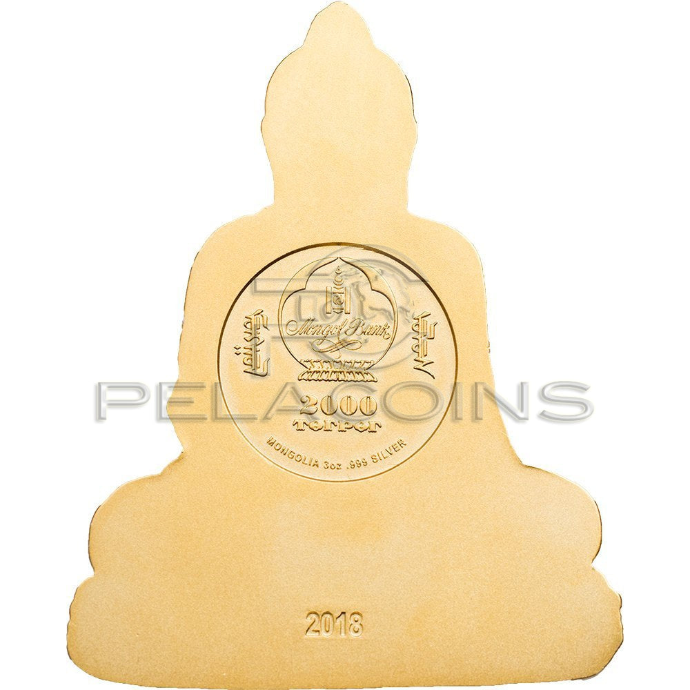Mongolia 2018 2000 Togrog SHAKYAMUNI BUDDHA Shaped 3oz