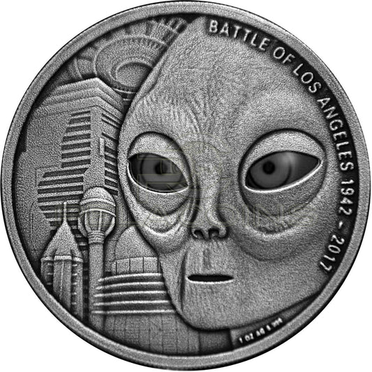 Burkina Faso 2017 1000 Francs Battle of Los Angeles 1942-2017 - real eye effect 1oz