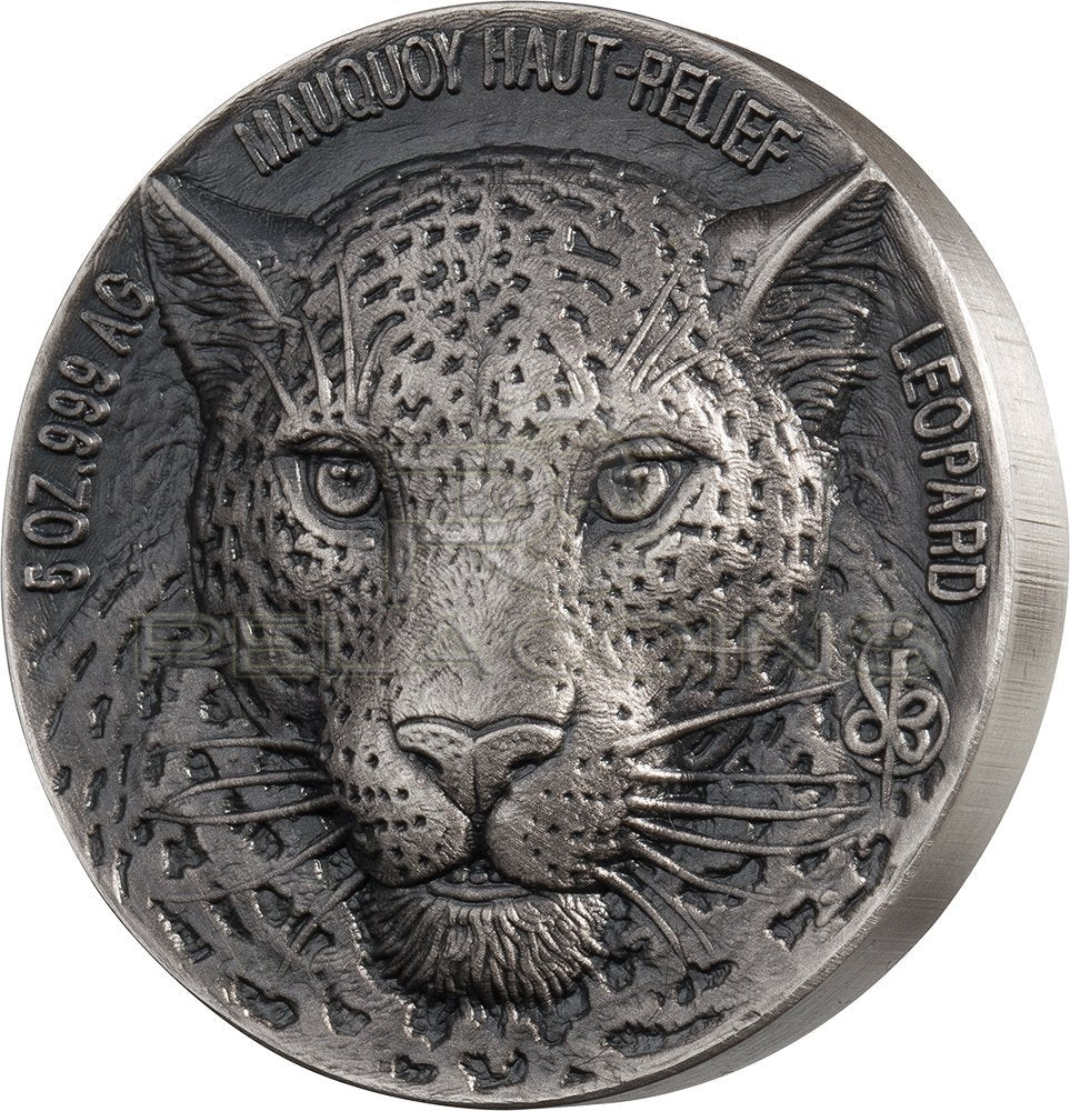 Ivory Coast 2018 5000 Francs Big Five LEOPARD Mauquoy 5oz