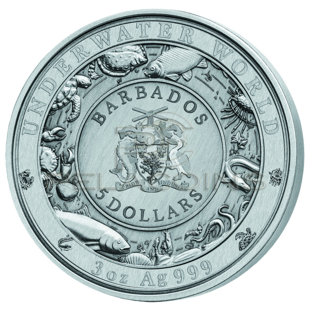 Barbados 2019 5$ Underwater World - Dolphin 3oz