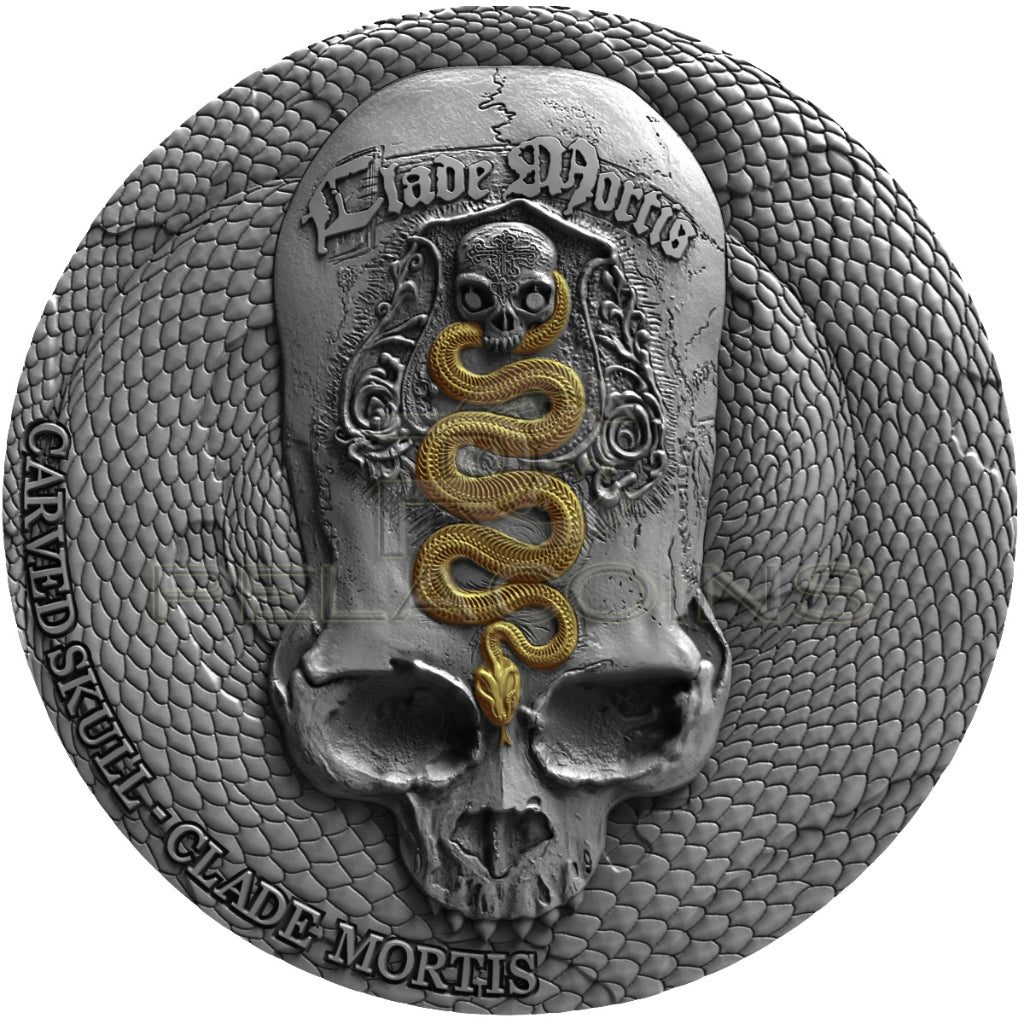 Cameroon 2018 1000 Francs Carved Skull III Clade Mortis Bones 1oz