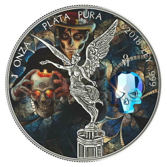 Mexico 2018 1 Onza Libertad Crystal Skull 1oz Silver Antique Finish Coin