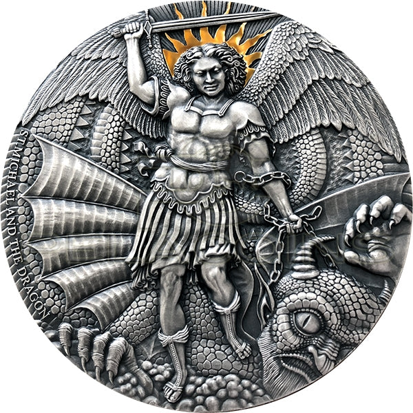 Cameroon 2020 3000 Francs ST MICHAEL AND THE DRAGON Apocalypse 3oz Silver Coin