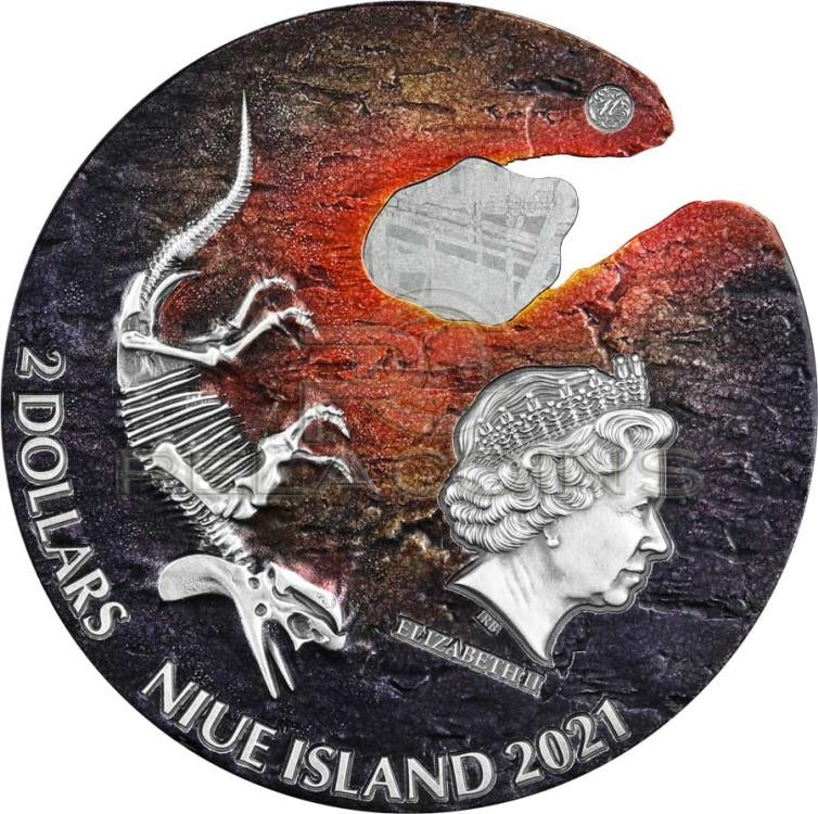 Niue 2021 2$ IMPACT MOMENTS METEORITE Muonionalusta Shaped 2oz
