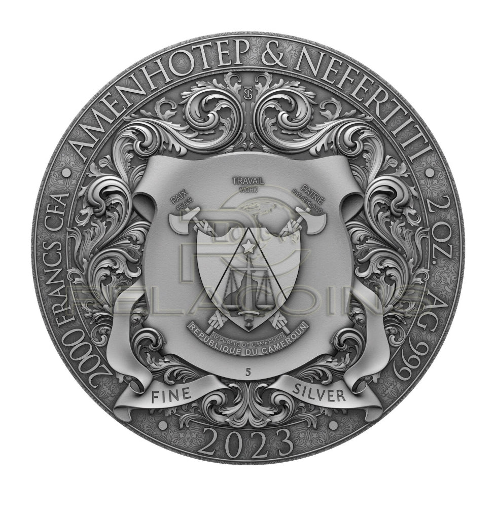 Cameroon 2023 2000 Francs AMENHOTEP and NEFERTITI 2oz Silver Coin
