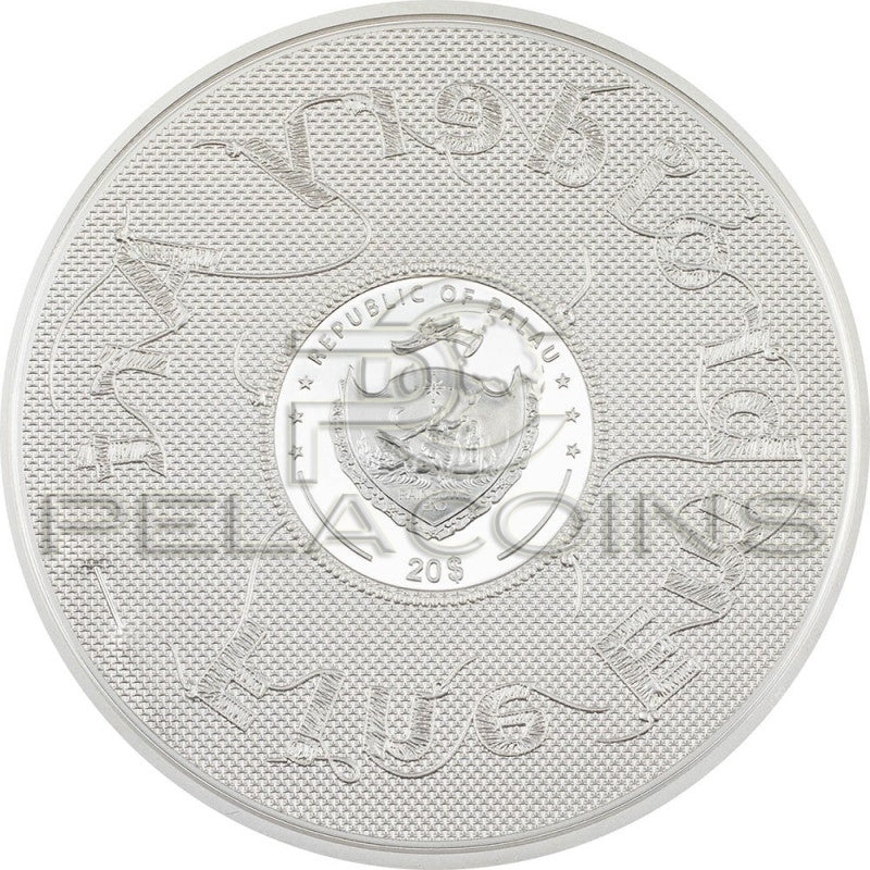 Palau 2023 20$ KISS Gustav Klimt Fine Embroidery Art 3 Oz Silver Coin