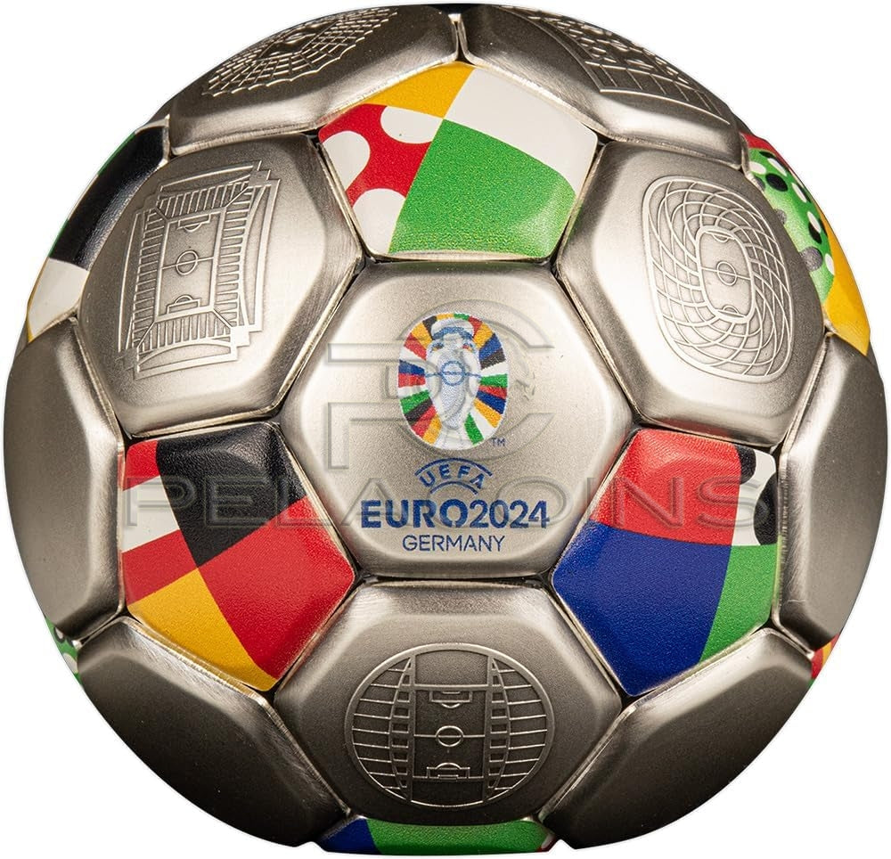 Solomon Islands 2024 10$ UEFA EURO SPHERICAL FOOTBALL 3oz Silver Coin