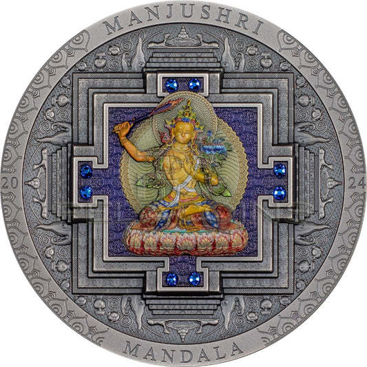 Mongolia 2024 2000 Togrog MANJUSHRI MANDALA Archeology Symbolism color 3oz
