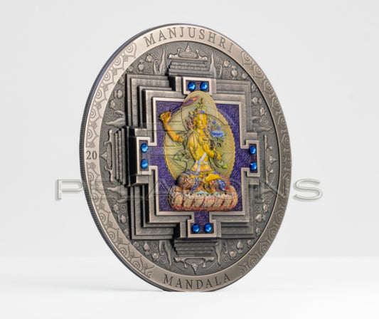 Mongolia 2024 2000 Togrog MANJUSHRI MANDALA Archeology Symbolism color 3oz