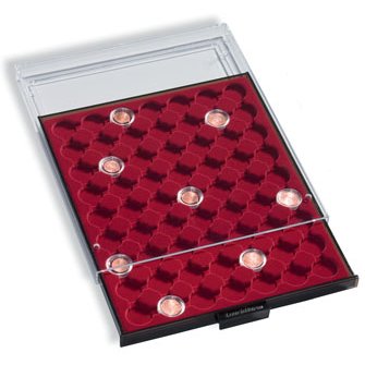 Kaseta MB CAPS 16,5 na monety 1 Euro Cent w kapslach + szuflada w kolorze dymnym