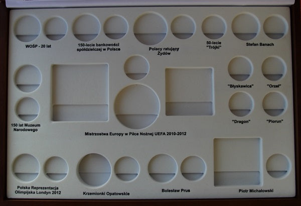 Kaseta rocznikowa na srebrne monety kolekcjonerskie i NG NBP - rocznik 2012