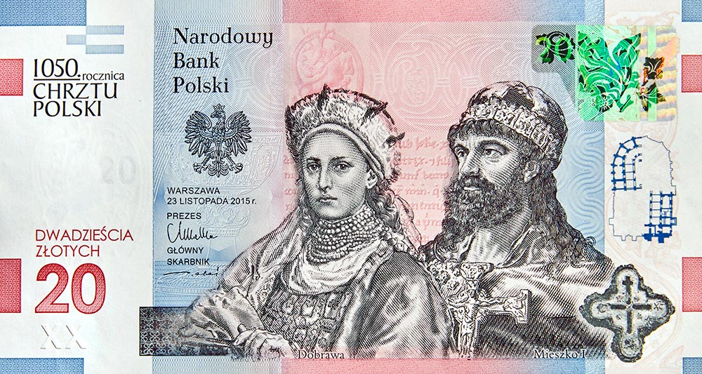 20 zł, Chrzest Polski - Banknot kolekcjonerski - 1050. rocznica Chrztu Polski, 2016
